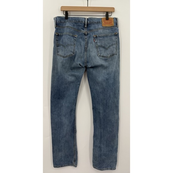 Levis 513 Jeans Men 34x34 Blue Slim Straight Distressed Medium Wash Denim Pants - Picture 3 of 10